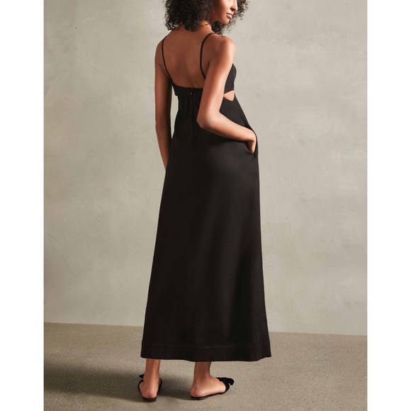 NEW Adriana Degreas Matelasse Cotton Blend Long Dress (Sz S) Cut Out Black - Picture 2 of 16